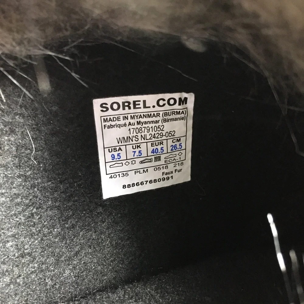 Womens Sorel Joan of Arctic Snow Gray Waterproof Leather Boots NL2429 Size 9.5